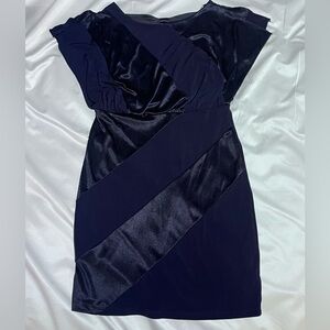 Women’s Asymmetrical Pattern Navy Dress
